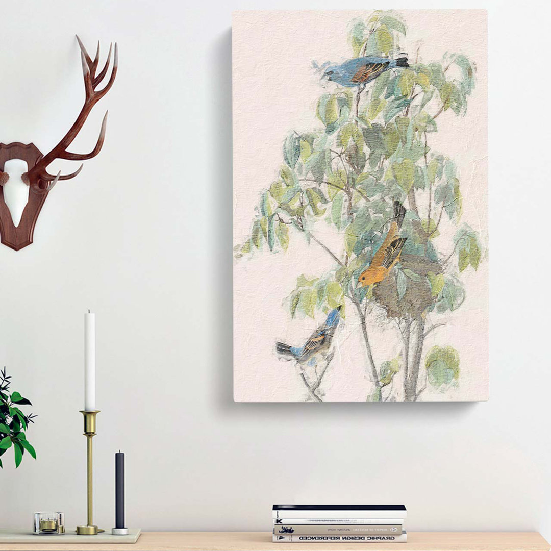 Blue Grosbeak Birds by John James Audubon - Wrapped Canvas
