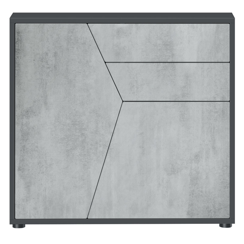 Selleck chest of drawers, Black Matt / Concrete Oxide Look