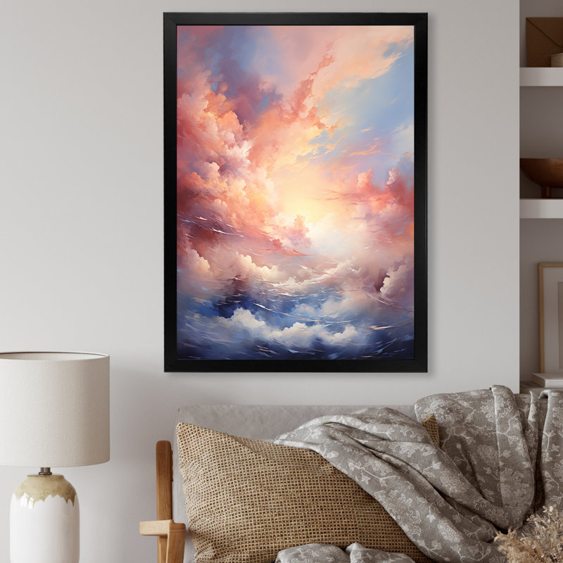 Atmosphère mystique du ciel sur toile, H 32 po x l 16 po x P 1 po, Cadre simple noir