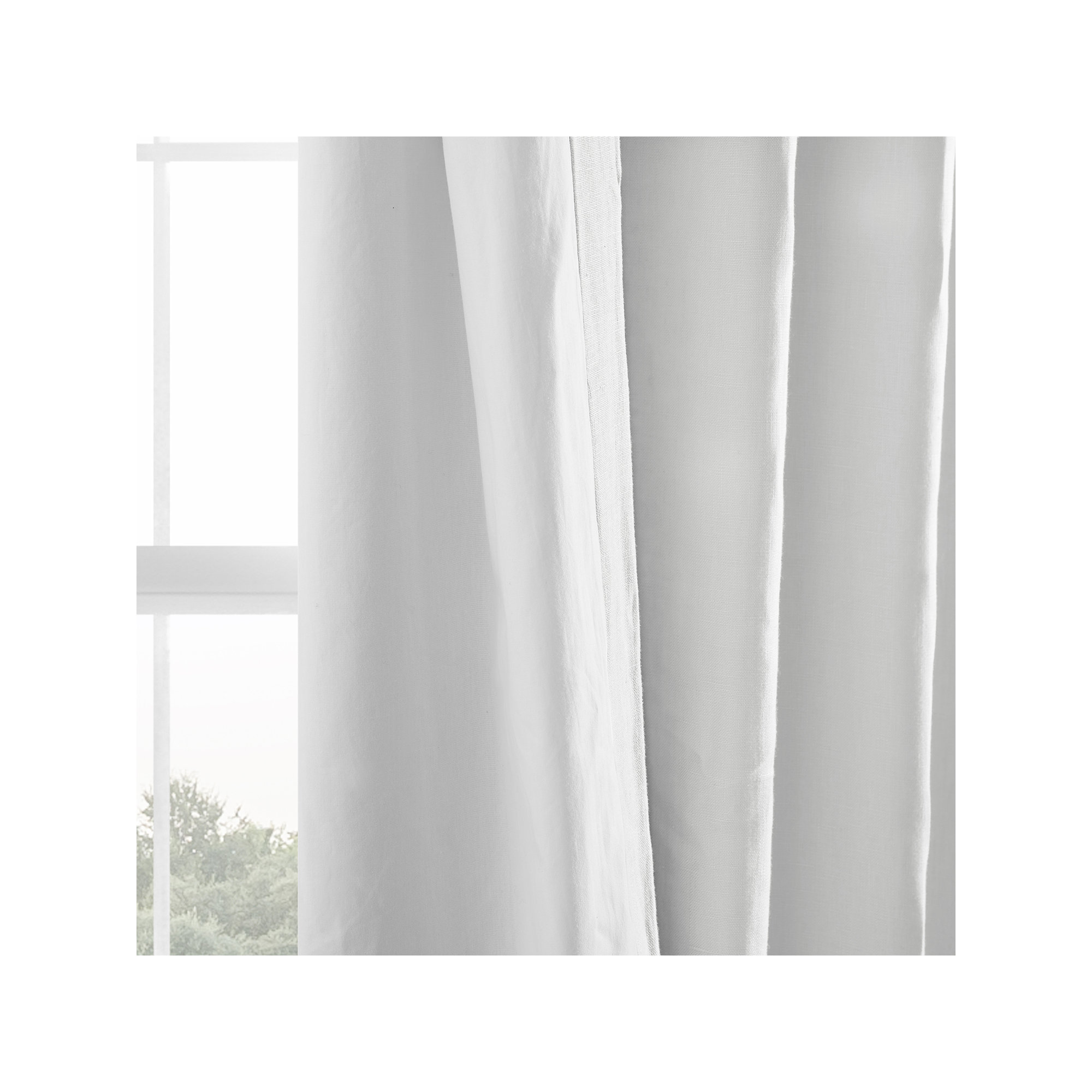 Briella French Linen Room Darkening Curtain, Crisp White, 50" W x 120" L