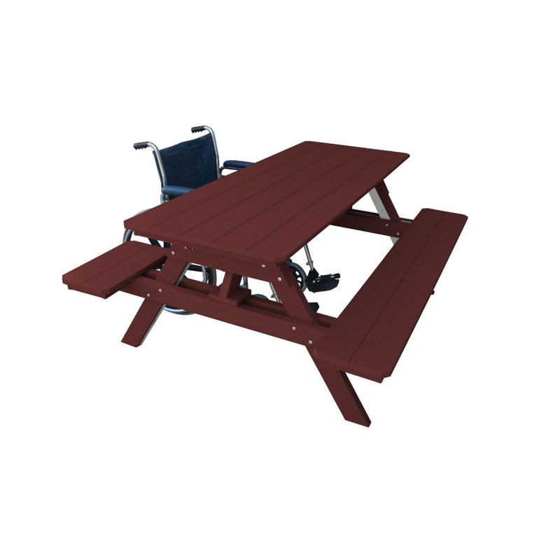 Picnic Table Patio Dining Set with, Cherry Wood