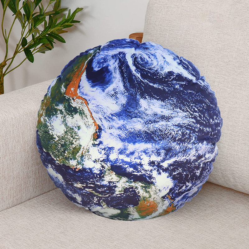 Blue Circular Cushion, 41cm W x 41cm W x 8cm D