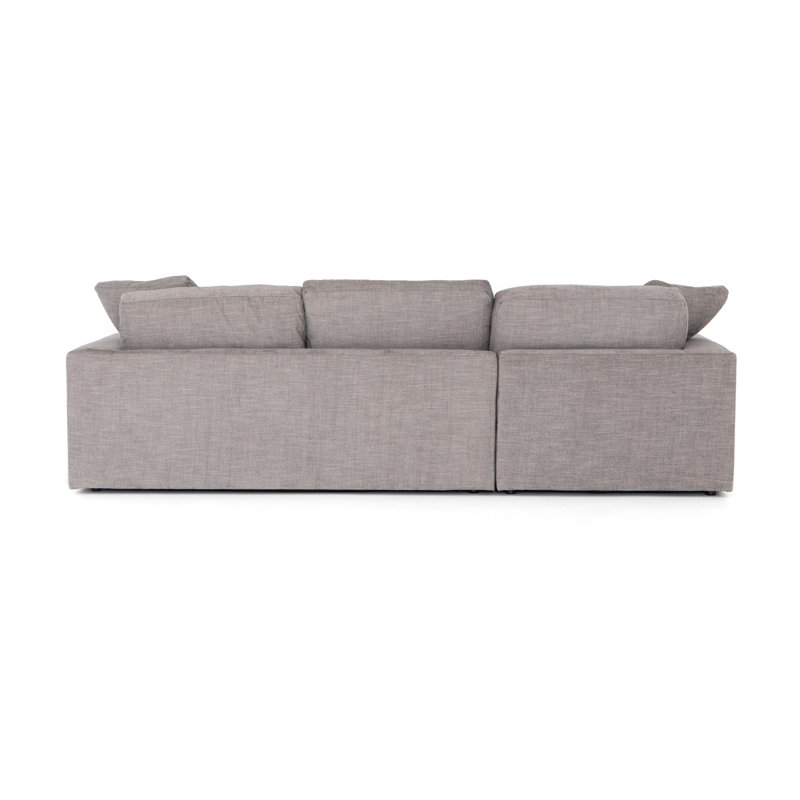 Chaise Sectional, Left Hand Facing, Cream Polyester Blend
