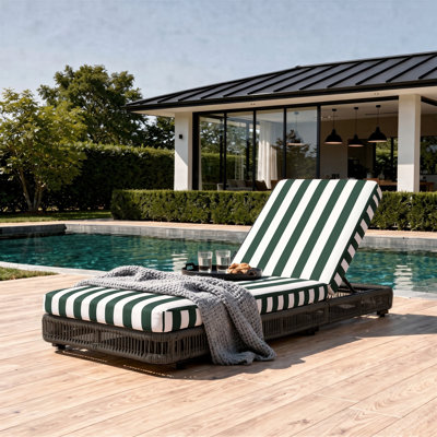 Presley Adjustable Poolside Chaise Lounge with Woven Rope, Thick Cushion, and Sturdy Iron Frame for Pool, Beach, or Patio Relaxation