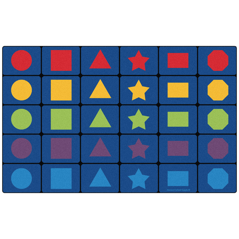 Tapis d'apprentissage à formes rectangulaires bleu, Rectangle 13 pi 3 po x 8 pi 3 po