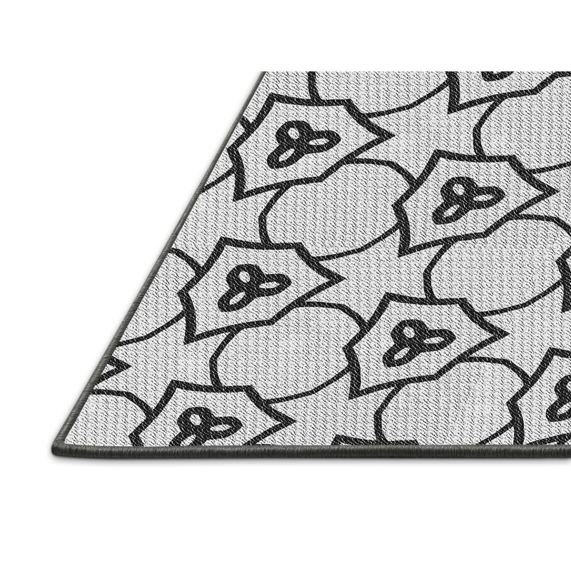 Tapis blanc/noir à motifs, Rectangle 3 pi x 5 pi