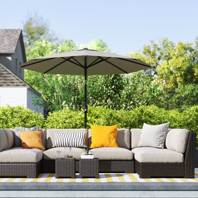 Parasol en aluminium 8,5 pi, abri soleil, gris clair
