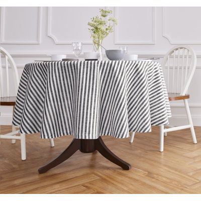 Amalfi Stripe - 100% Pure Linen Round Tablecloth