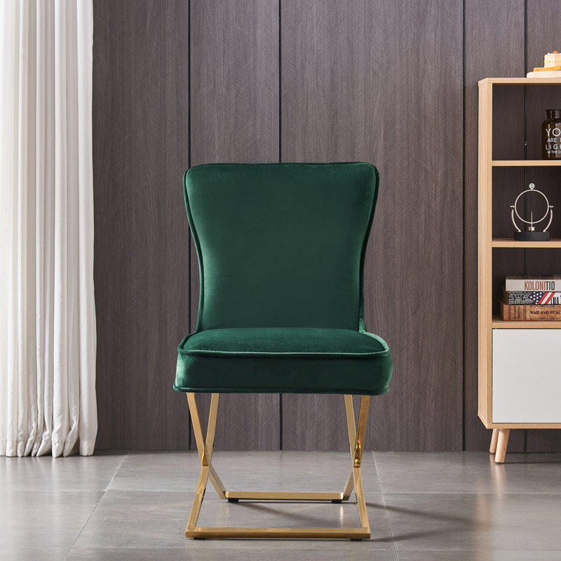 Yvelines Modern Velvet Dining Chairs - Ergonomic Velvet Upholstered Back with Stainless Steel Frame - Side Chair for Kitchen Living Room Dining Room