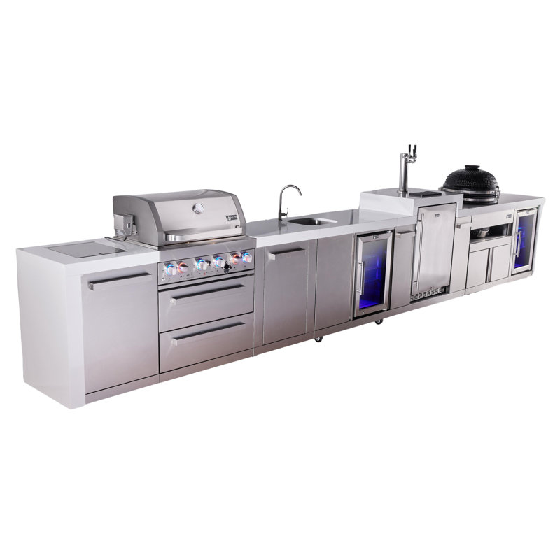 Îlot de cuisine de luxe à 4 brûleurs 226 po en acier inoxydable de Mont Monti