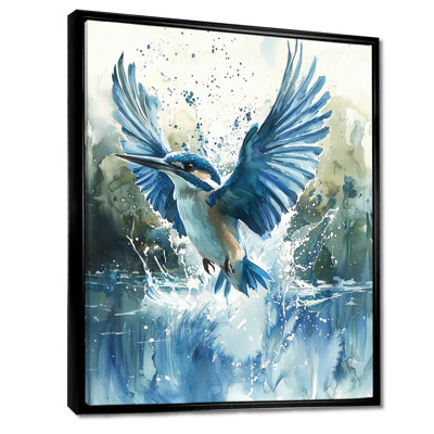Martin-pêcheur au-dessus de l'eau I - oiseau, reproduction sur toile