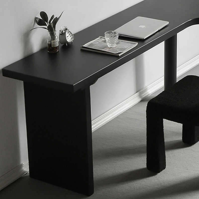Bureau en L en bois massif, H 29,53 po x l 62,99 po x P 39,37 po, Noir, noir, noir, noir, Retour à droite