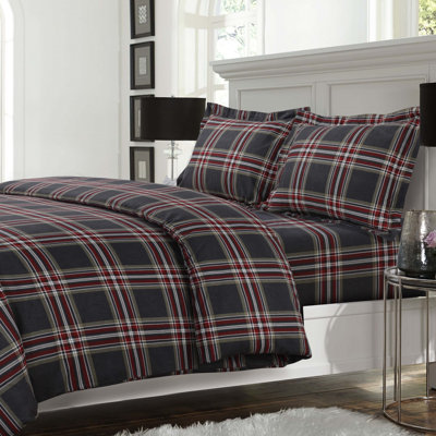 Traditional Flannel Plaid Duvet Cover