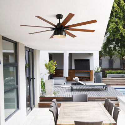 Ventilateur de plafond 52 pouces avec vent 6 vitesses et 2 pales à deux couleurs avec moteur à courant continu réversible et télécommande