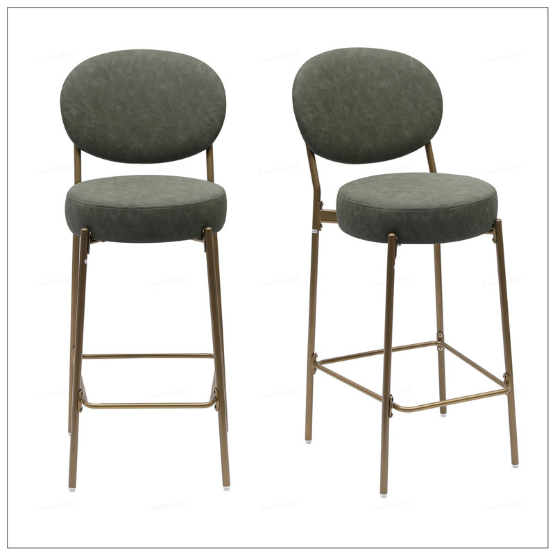 Tabourets de bar ronds en métal, Vert