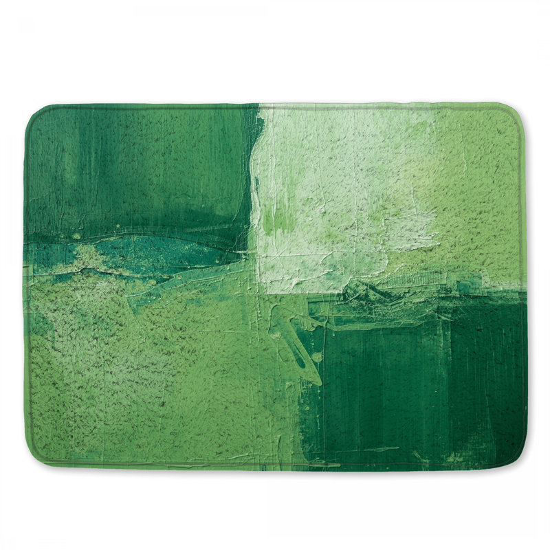 Tapis de bain vert texturé abstrait, L 24 po x L 17 po