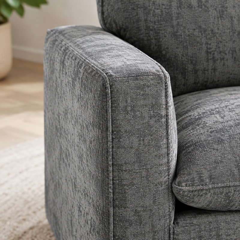 Upholstered Club Chair with 360 Degree Swivel, Grey Chenille Fabric, Single Seat for Living Room and Study