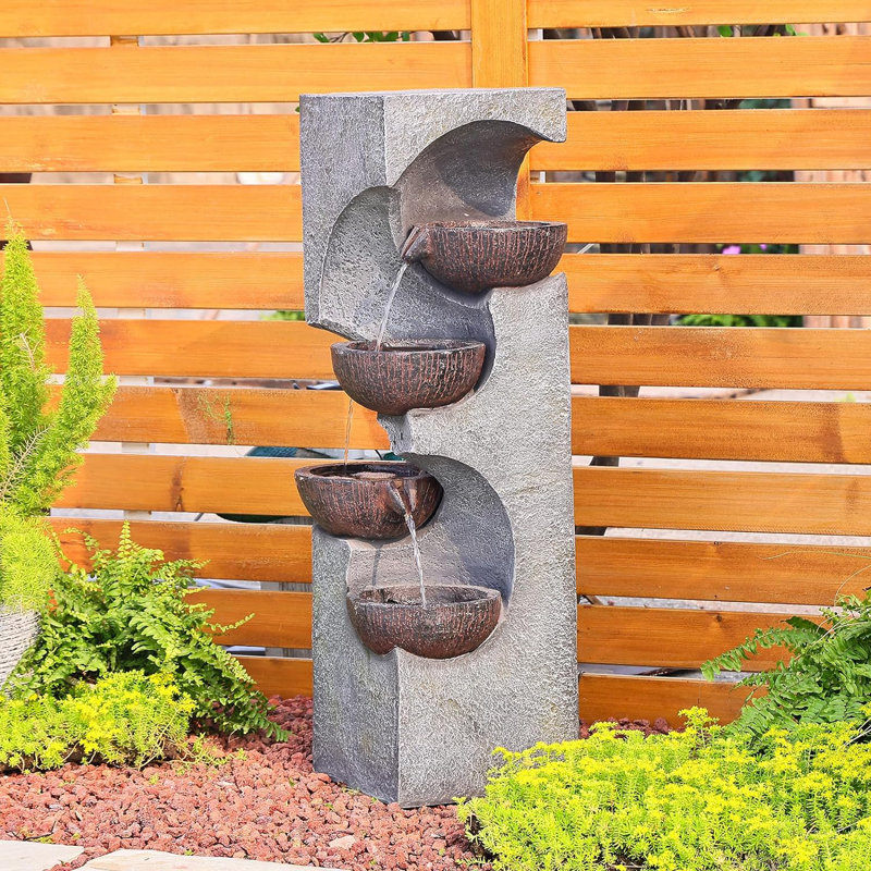 Anssi Hand Crafted Weather Resistant Rock Fountain with Light