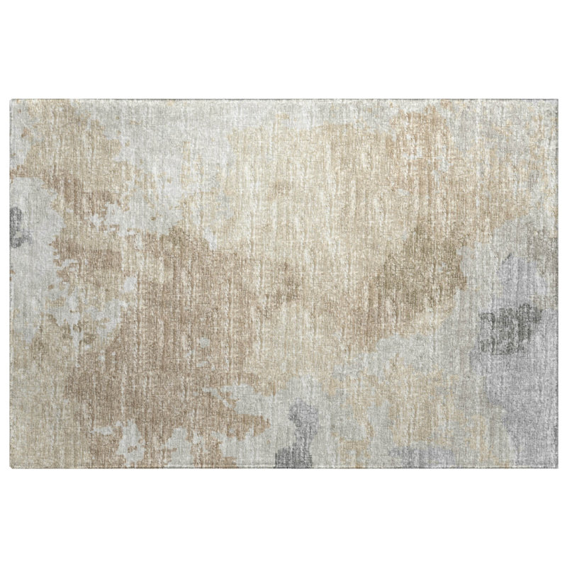 Premium Machine Washable Dream Shag ADS67 Soft Abstract Rug, 1'8" x 2'6", Beige
