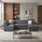 113'' Leather Sectional Sleeper Sofa With Pull Out Bed, Storage Ottoman & Rotating Side Table-1436900215