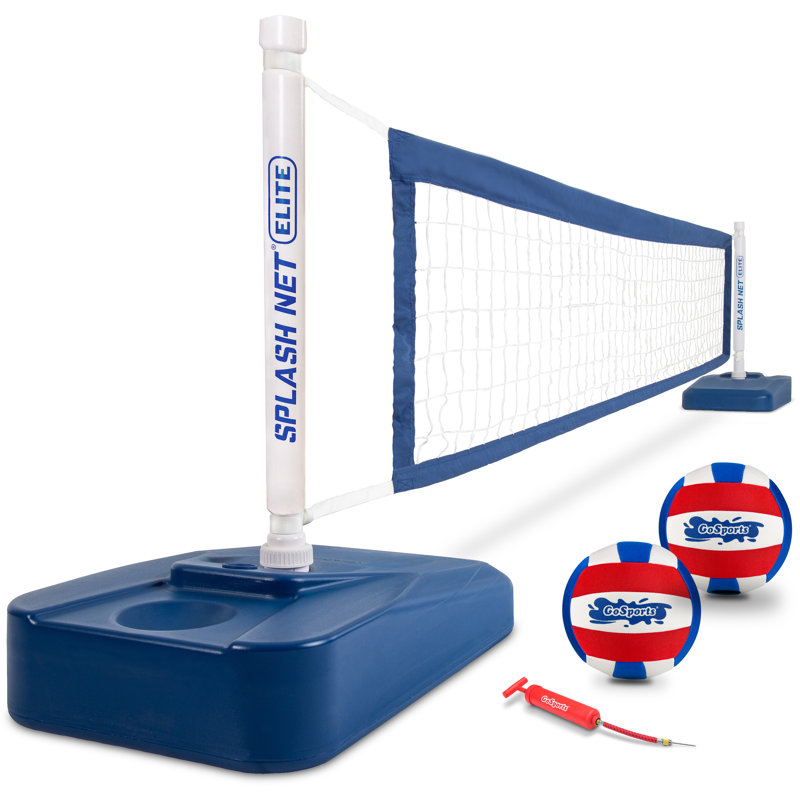 Elite Adjustable Blue and White Pool Volleyball Game Set