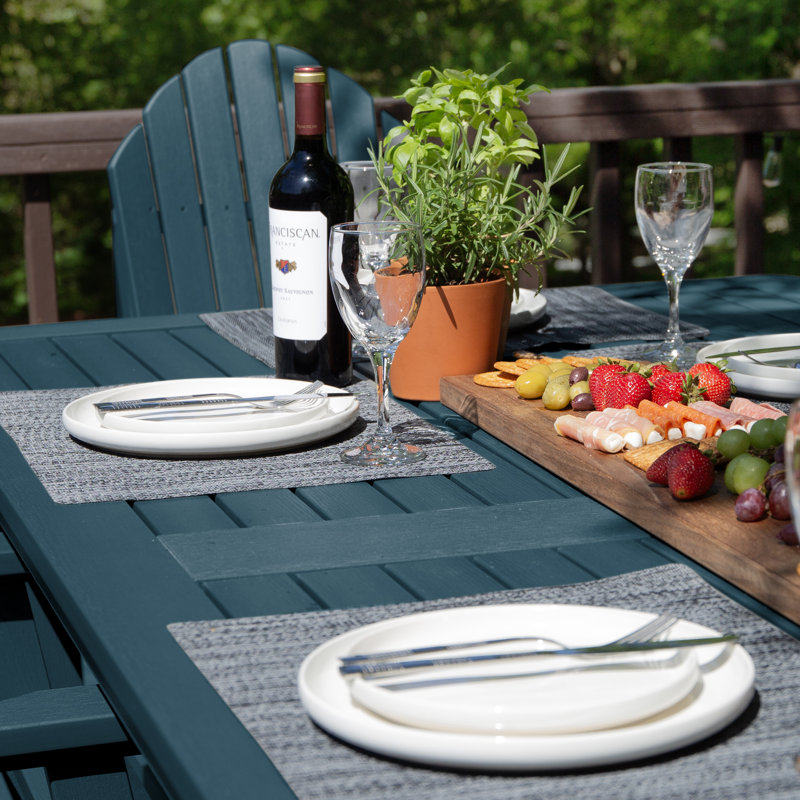 Macias 6 - Person Patio Dining Set with Rectangular Table, Nantucket Blue, 36" H x 42" W x 72" L 