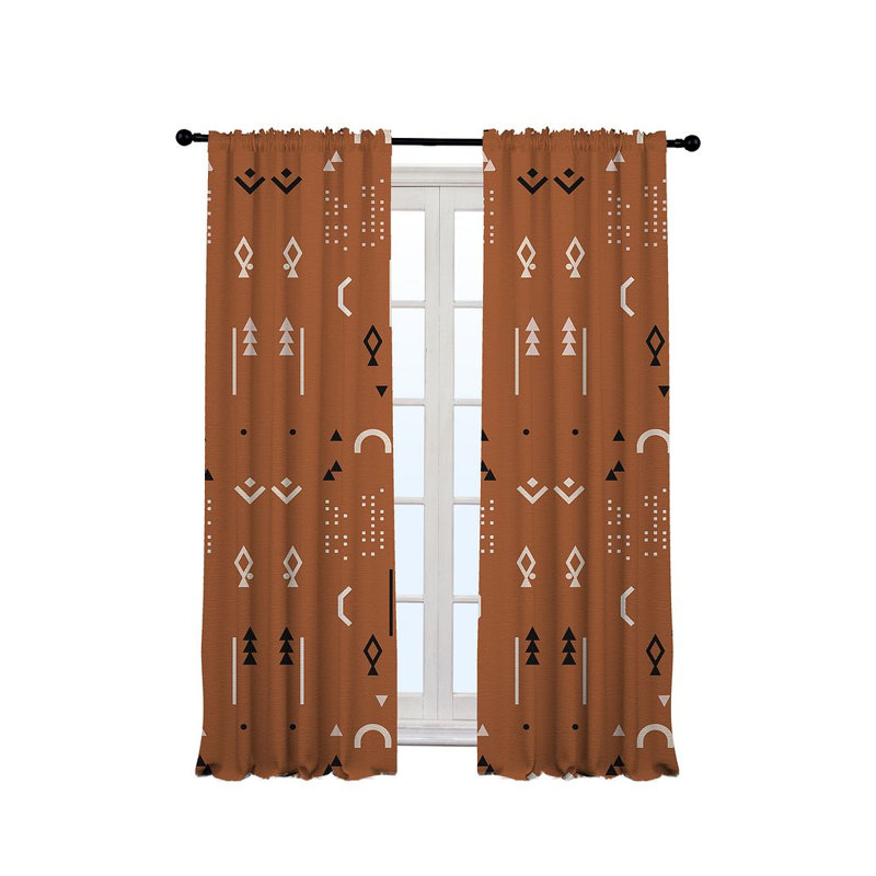 Arawn Semi Sheer Curtain Single Panel, 140cm Width x 225cm Drop, Brick