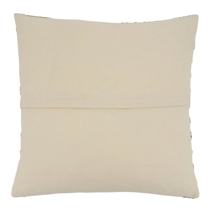 22" Beige and Green Cotton Stripe Weave Pillow Cover