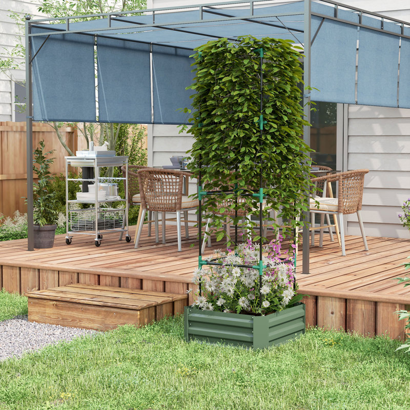 Outsunny Galvanized Raised Garden Bed, Green