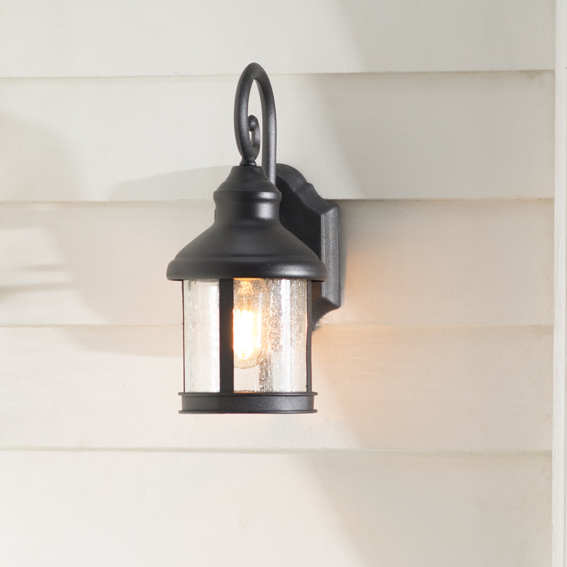 Lanterne murale d'extérieur à 1 ampoule Comisha, Noir, H 12 po x l 5,63 po x P 7 po