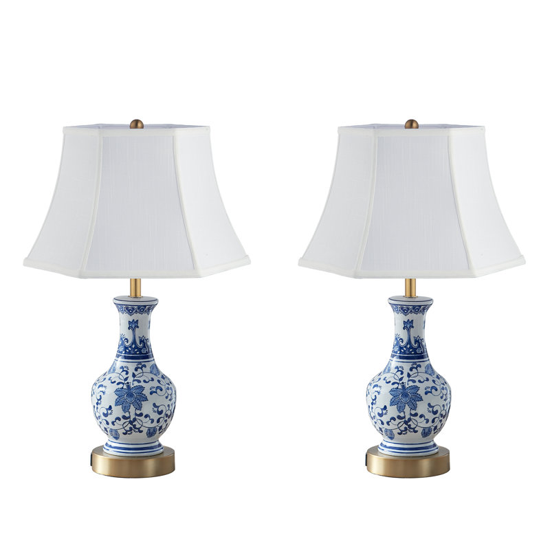 Nicholle 23.5" Ceramic Dimmable Table Lamp Set With USB Ports & Type C