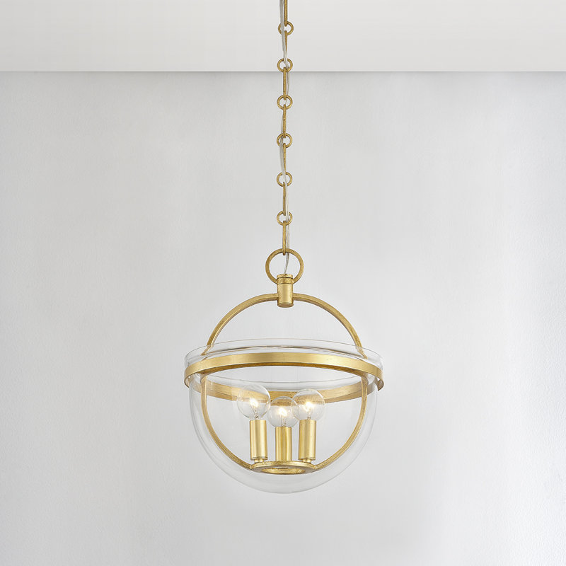 MALLOY 3 LIGHT LANTERN, Vintage Gold Leaf
