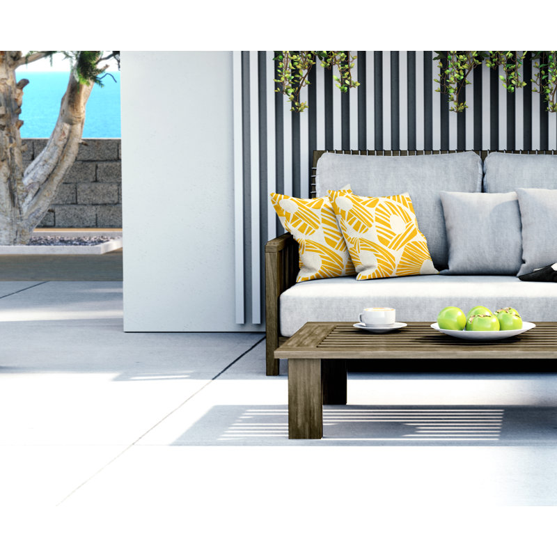 Jeté carré en polyester intérieur / extérieur, L 15 po x H 15 po, Jaune