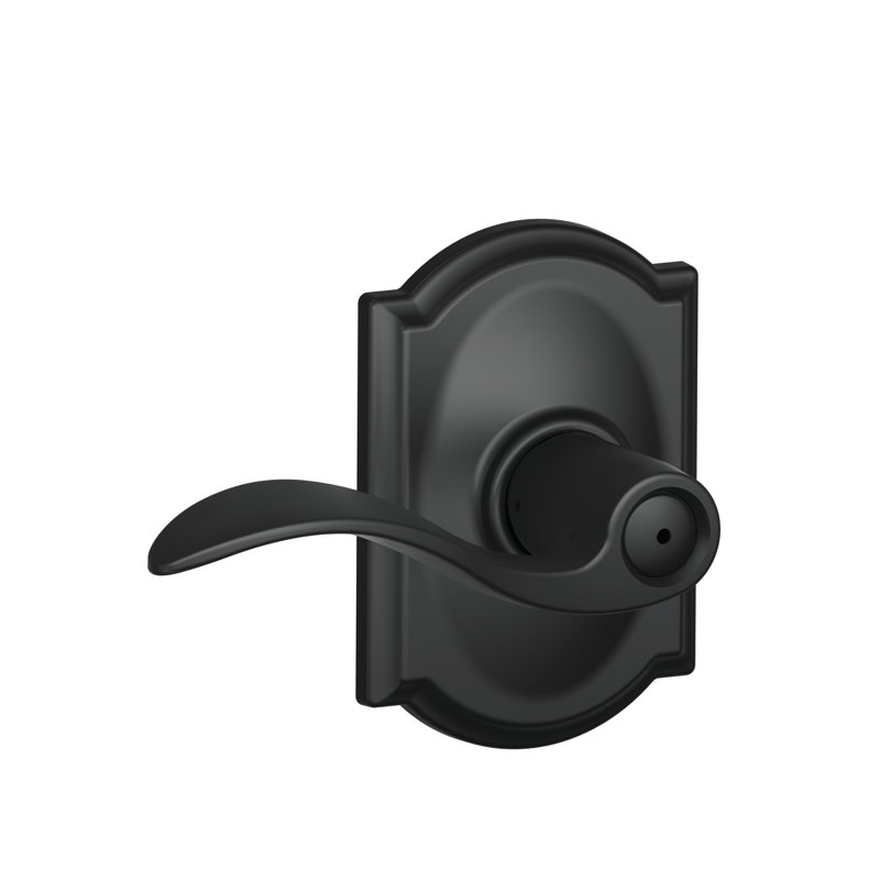 Accent Bronzed Bed & Bath Privacy Door Lever with Camelot Trim, Matte Black