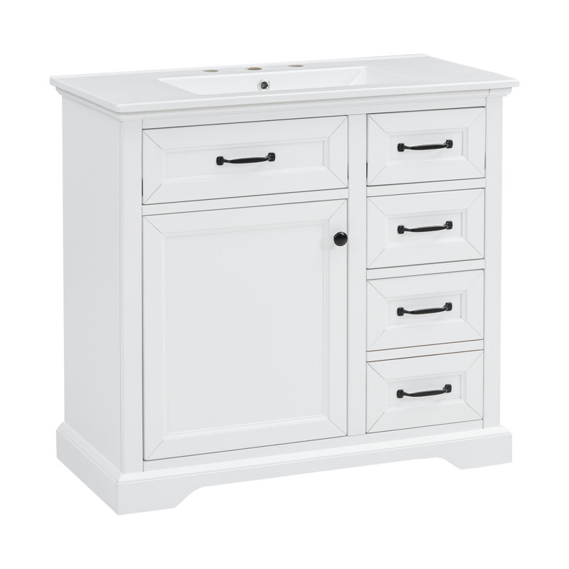 Meuble-lavabo 36 po, 4 tiroirs, meuble-lavabo à tablette réglable 36 po, - Fabrication (interdite), White
