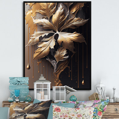 «Gold Abstract Leaves I», reproduction sur toile