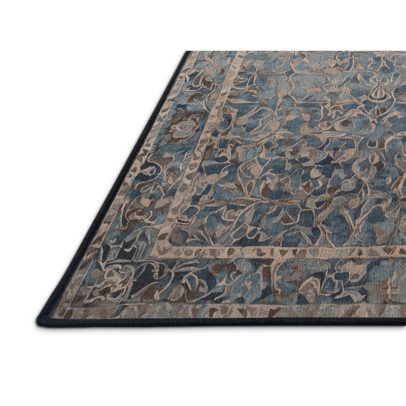 Machine Washable Gray Area Rug, Round 7'