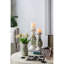 White Ceramic Candle Holder with Green Floral Patterns-799695916