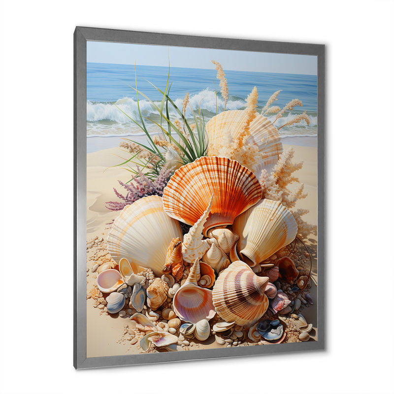 Photo de plage, coquillage, collage V - animaux, impressions d'art mural, H 20 po x l 12 po x P 1 po, Cadre photo argenté
