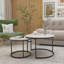 Table basse gigogne de 27,6 po pour salon de chambre à coucher, balcon, structure en marbre (ensemble de 2)-112941334