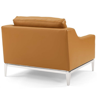 Harness Stainless Steel Base Leather Armchair Set of 2