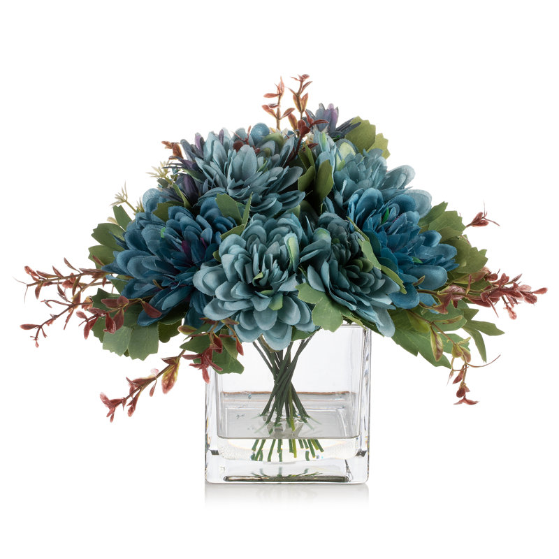 Lincoln Faux Silk Daisy Arrangement in Vase, Blue