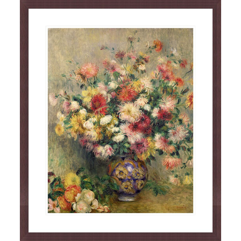 «Vase of Chrysanthemums» par Pierre-Auguste Renoir, impression giclée encadrée, H 28,13 po x l 23,5 po