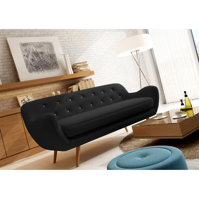 Jefferson 3 Seater Sofa, Black/Grey