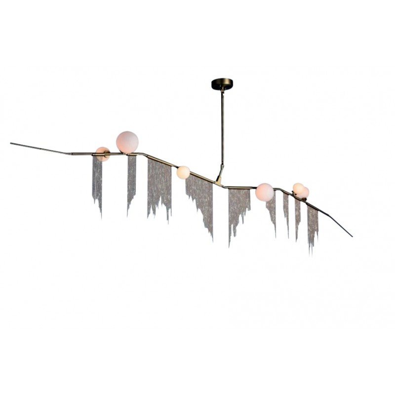 Lustre suspendu en laiton 12 lumières, H 16 po x l 22 po x P 8 po, Or, Blanc