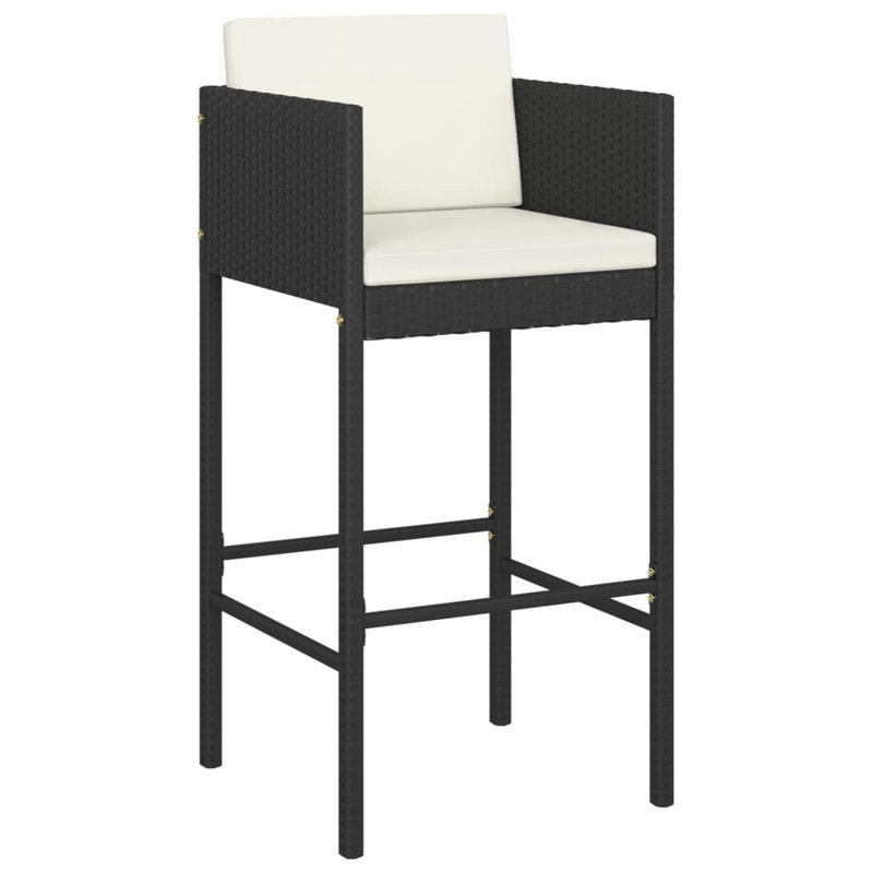 Patio Bar Set Outdoor Bistro Set Bar Stool Bistro Table Poly Rattan, White, Black