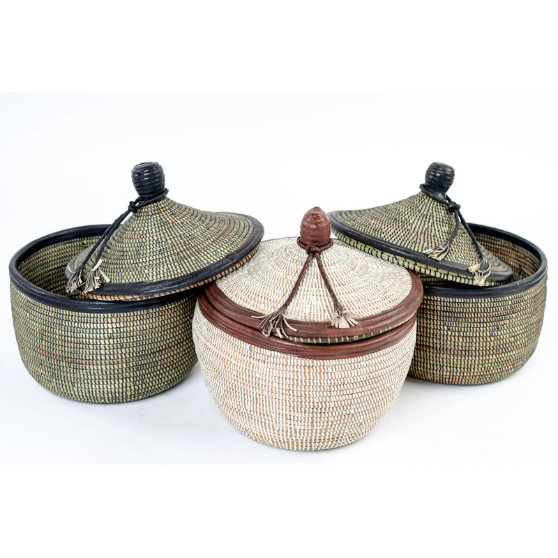 Panier en ruppie maritime Marmite, Naturel / Noir