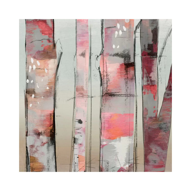 Sunset Birch II by Allison Pearce - Wrapped Canvas Painting, 30.48cm H x 30.48cm W x 1.91cm D