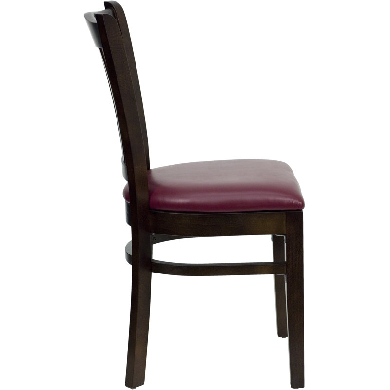 Prompton Vertical Slat Back Wooden Restaurant Chair, Burgundy, Walnut