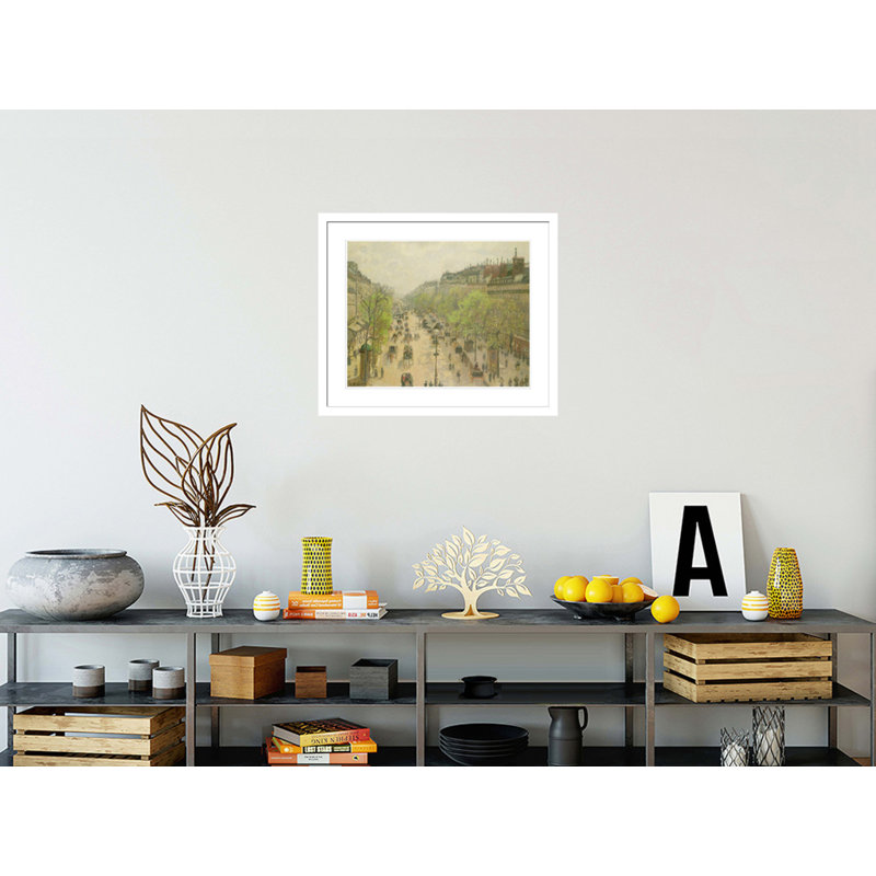 «Boulevard Montmartre Morning Gray Day» par Camille Pissarro, impression giclée sur cadre, H 23,5 po x l 27,84 po
